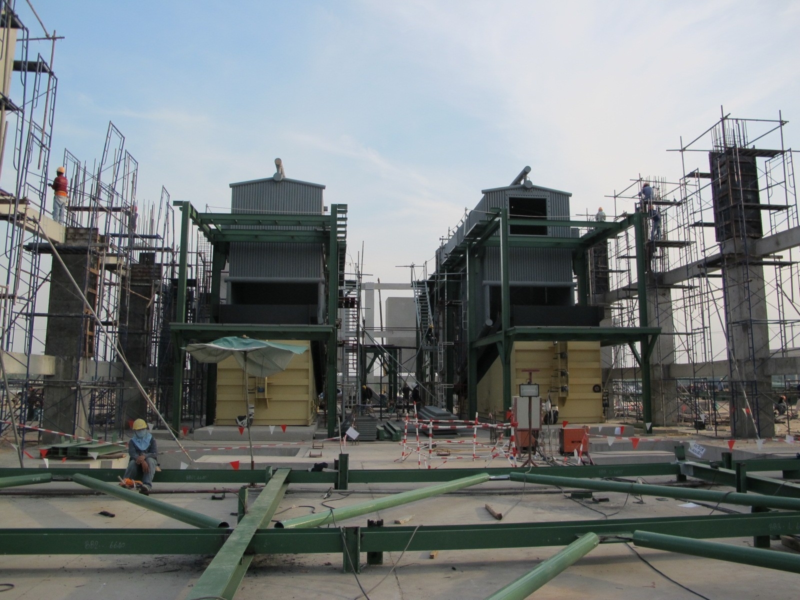 Two Stepgrate Biomass boiler during erection at site